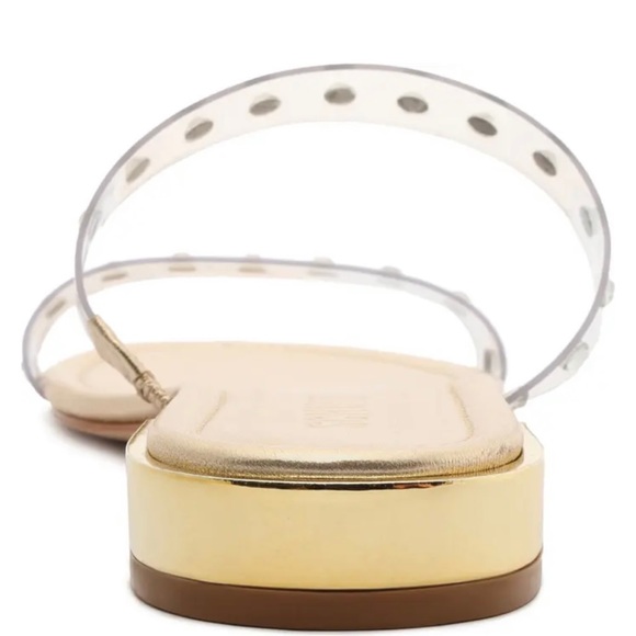 SCHUTZ āARIELLEā GOLD & CLEAR SLIDE SANDALSš - Picture 6 of 9
